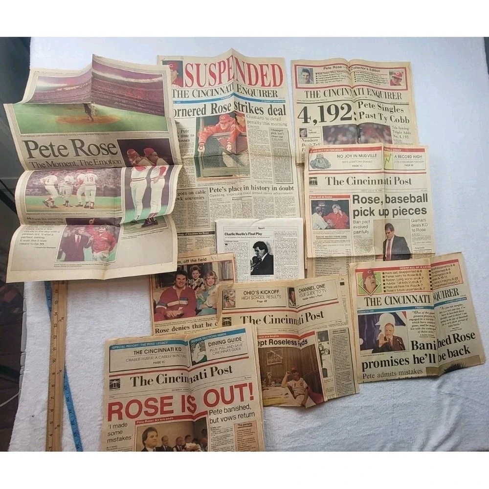 Lot Of Pete Rose 1989 Newspaper Clippings MLB Cincinnati Reds